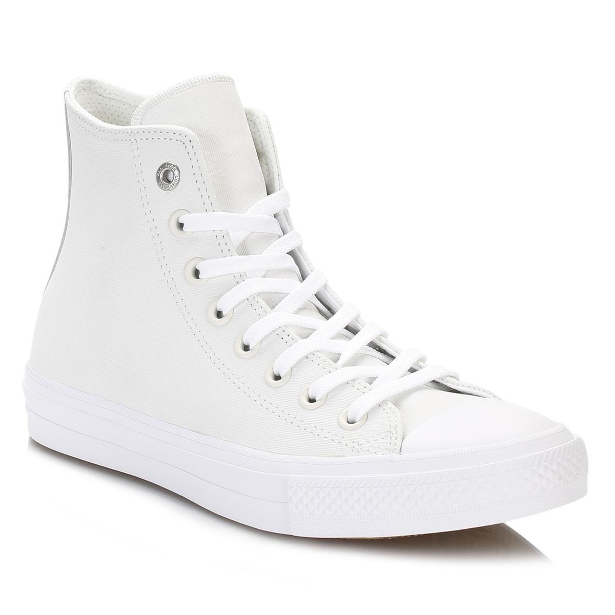 Converse All Star Womens White Buff Hi Shield Leather Trainers Converse All Star Womens White Buff Hi Shield Leather Trainers