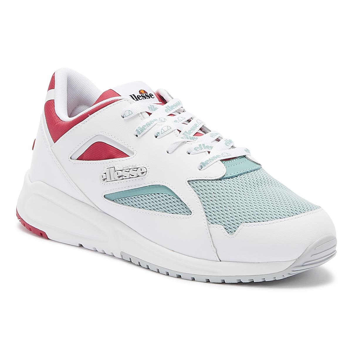 Ellesse Contest Womens White / Turquoise / Pink Leather Trainers - Lyst