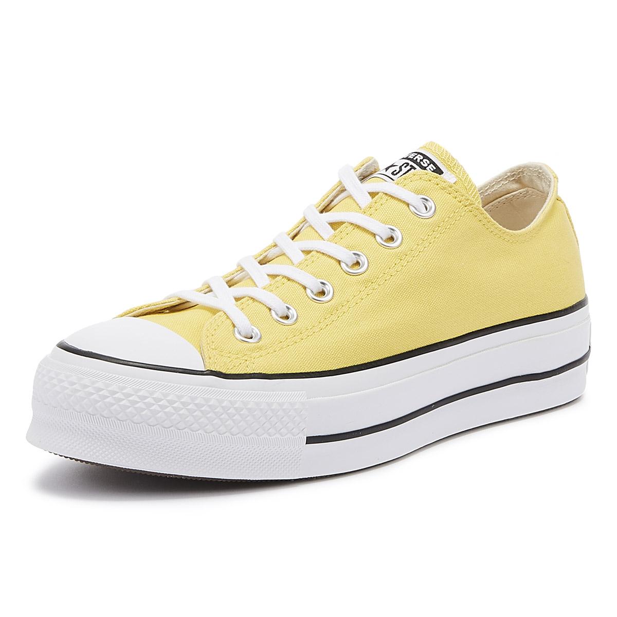 yellow all star clean lift platform trainers
