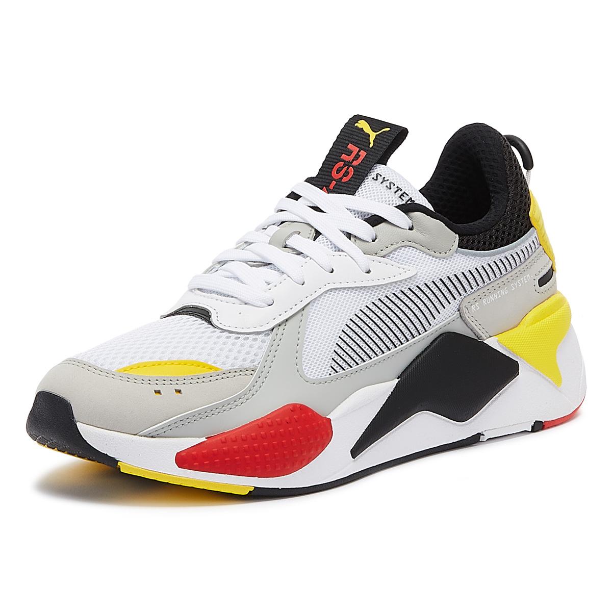 puma trainers white black yellow