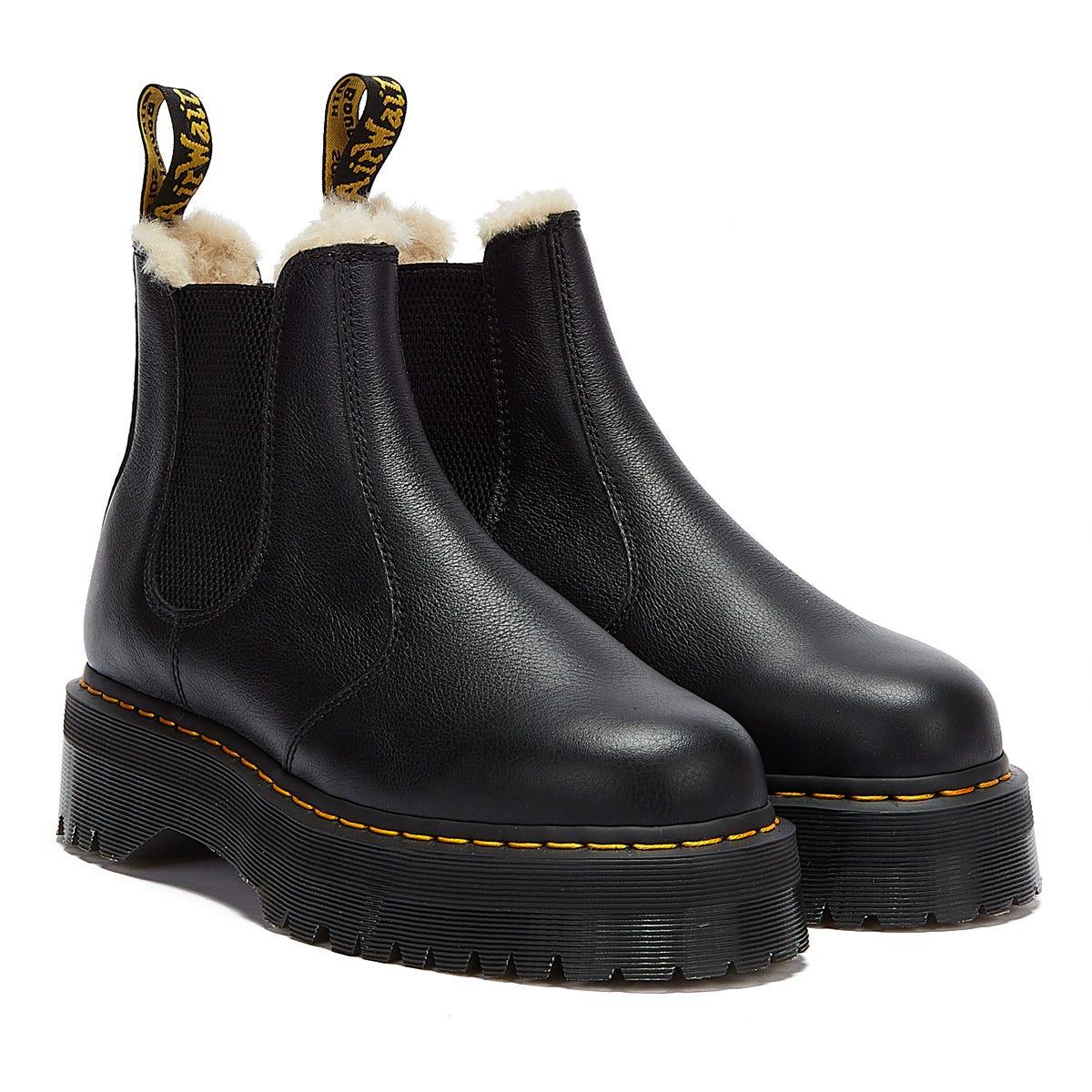 Dr. Martens Dr. Martens 2976 Quad Pisa Fur Lined Womens Black Boots - Lyst