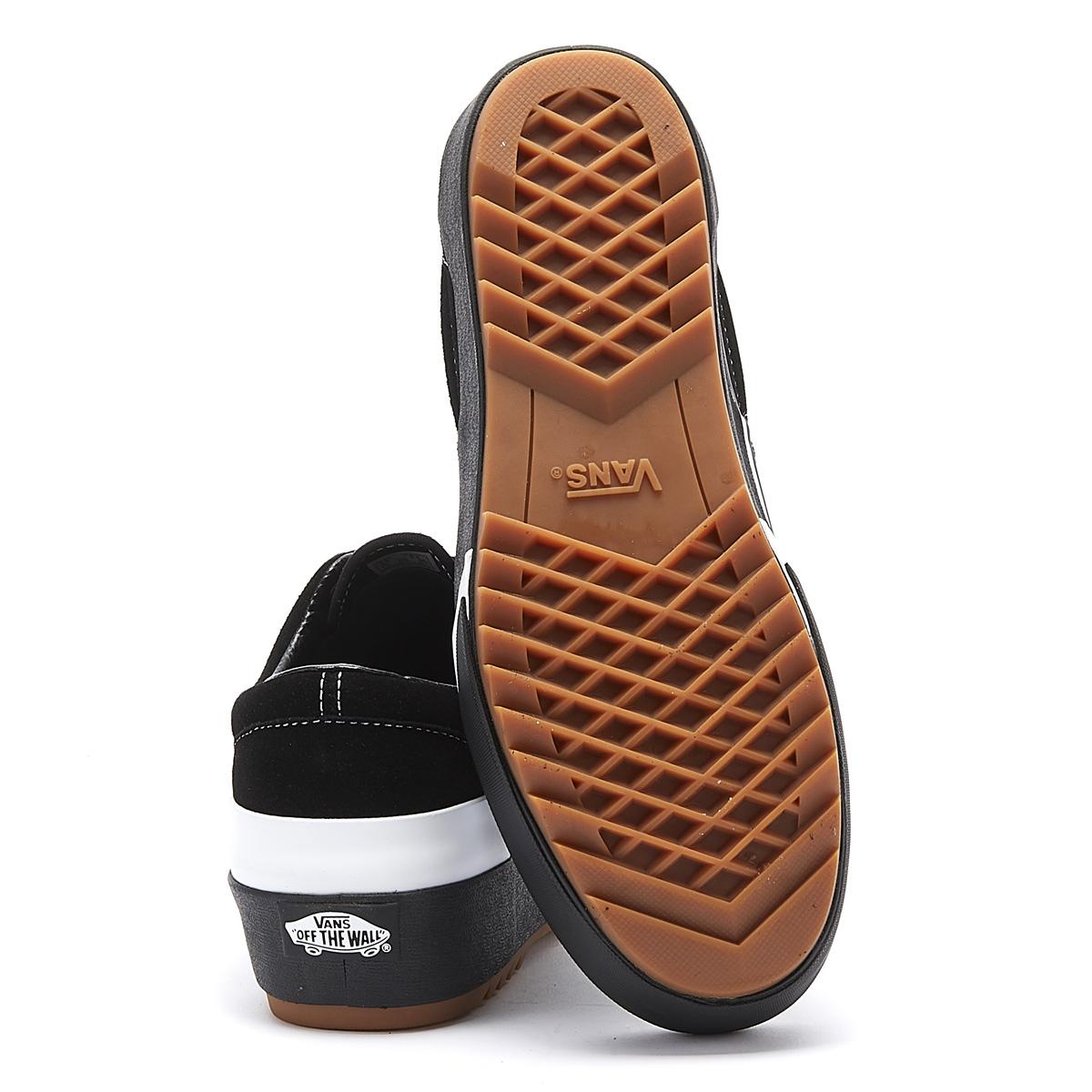 vans era stacked suede trainers in black