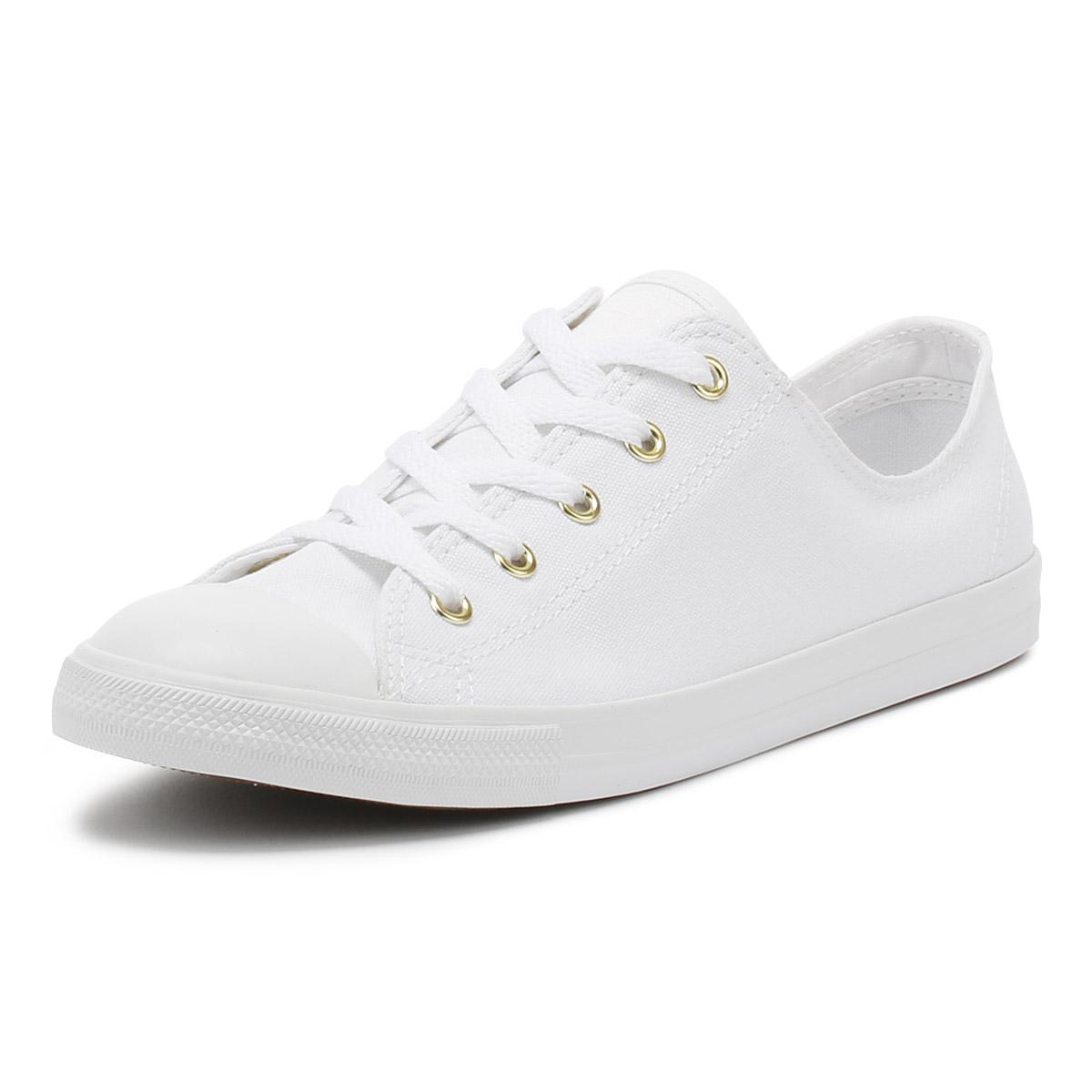 Womens White / Gold Dainty Ox Trainers 
