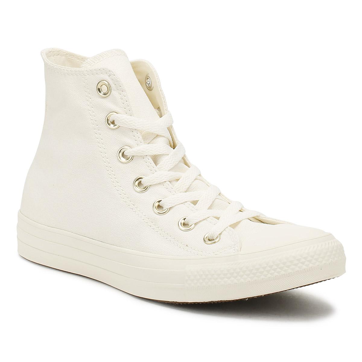 Converse Canvas Chuck Taylor All Star Womens Egret / Egret / Gold Hi Trainers in Metallic - Lyst