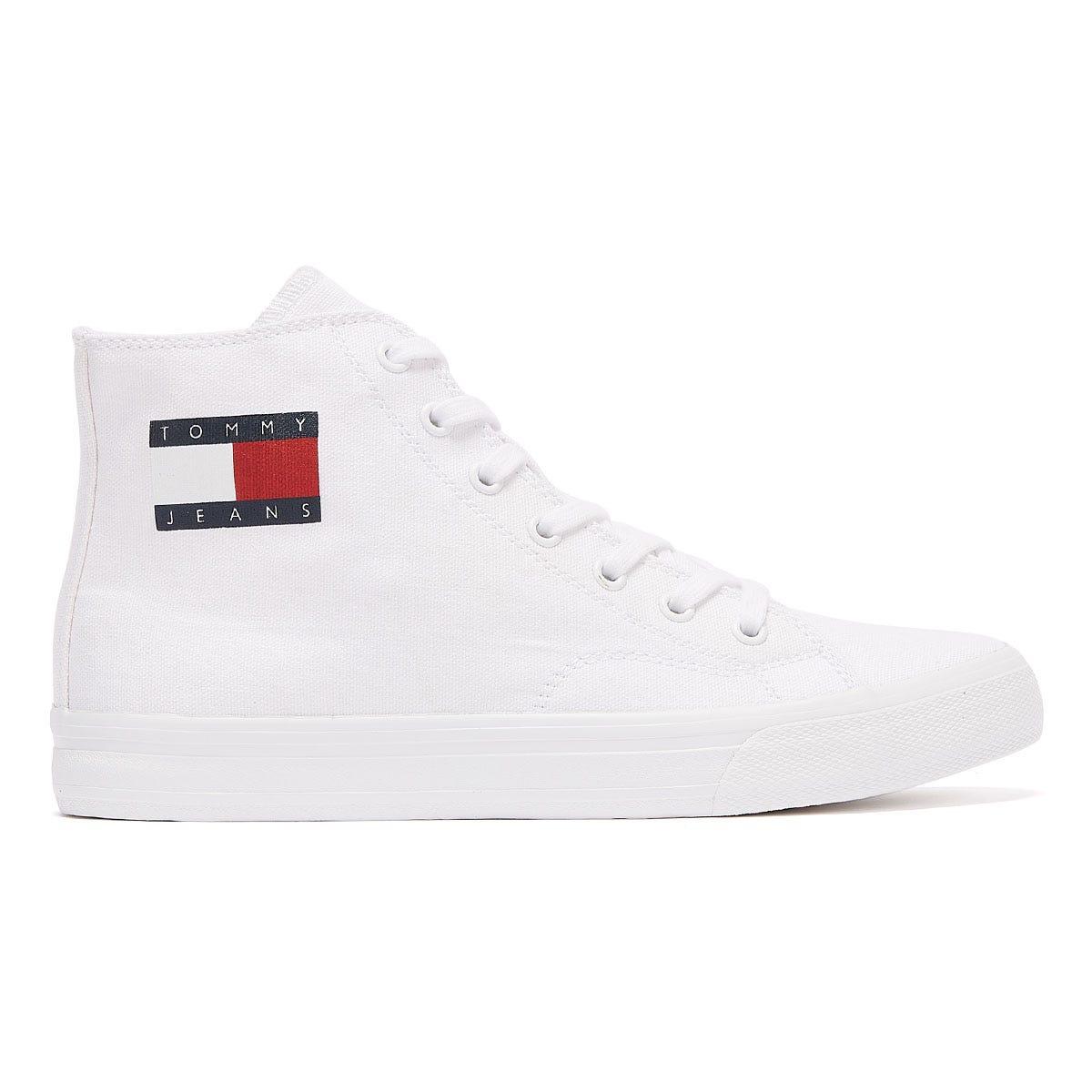 Tommy Hilfiger Vulcanised Cotton Low Top Mens White Trainers Comfortable Shoes 