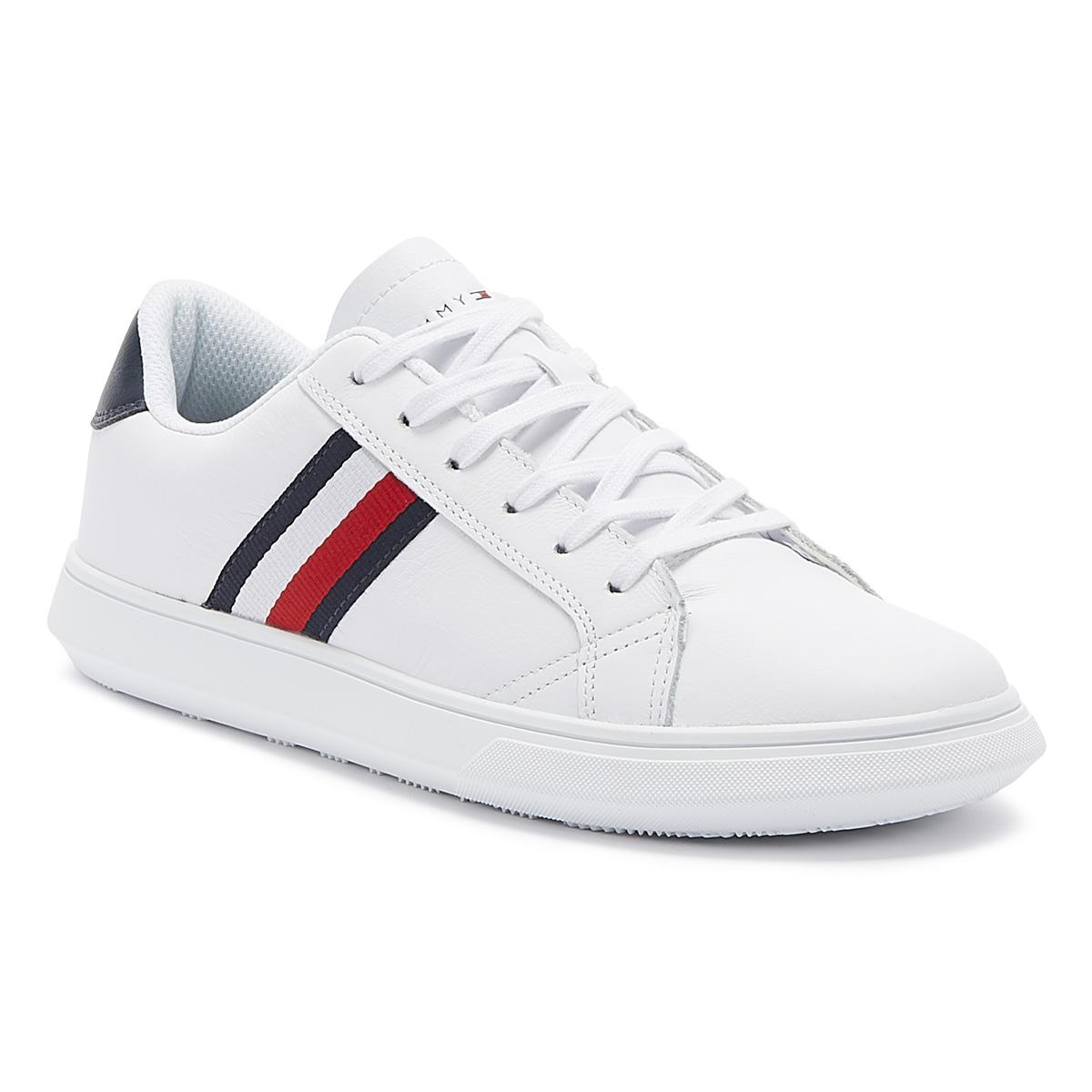 Tommy Hilfiger Essential Cupsole Mens White Leather Trainers for Men - Lyst