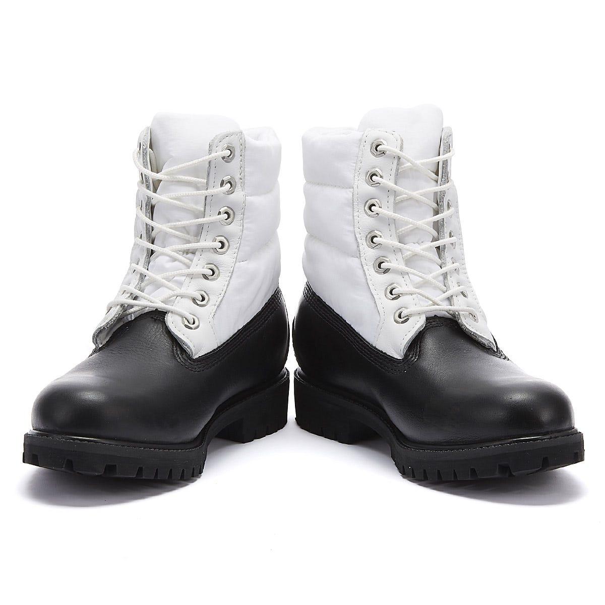 mens black and white timberland boots