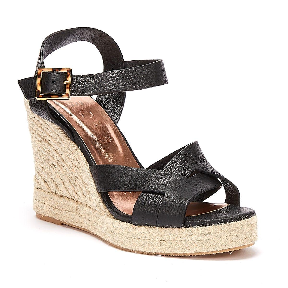 Ted Baker Synthetic Sellana Strappy Espadrille Wedge Sandals in Black ...