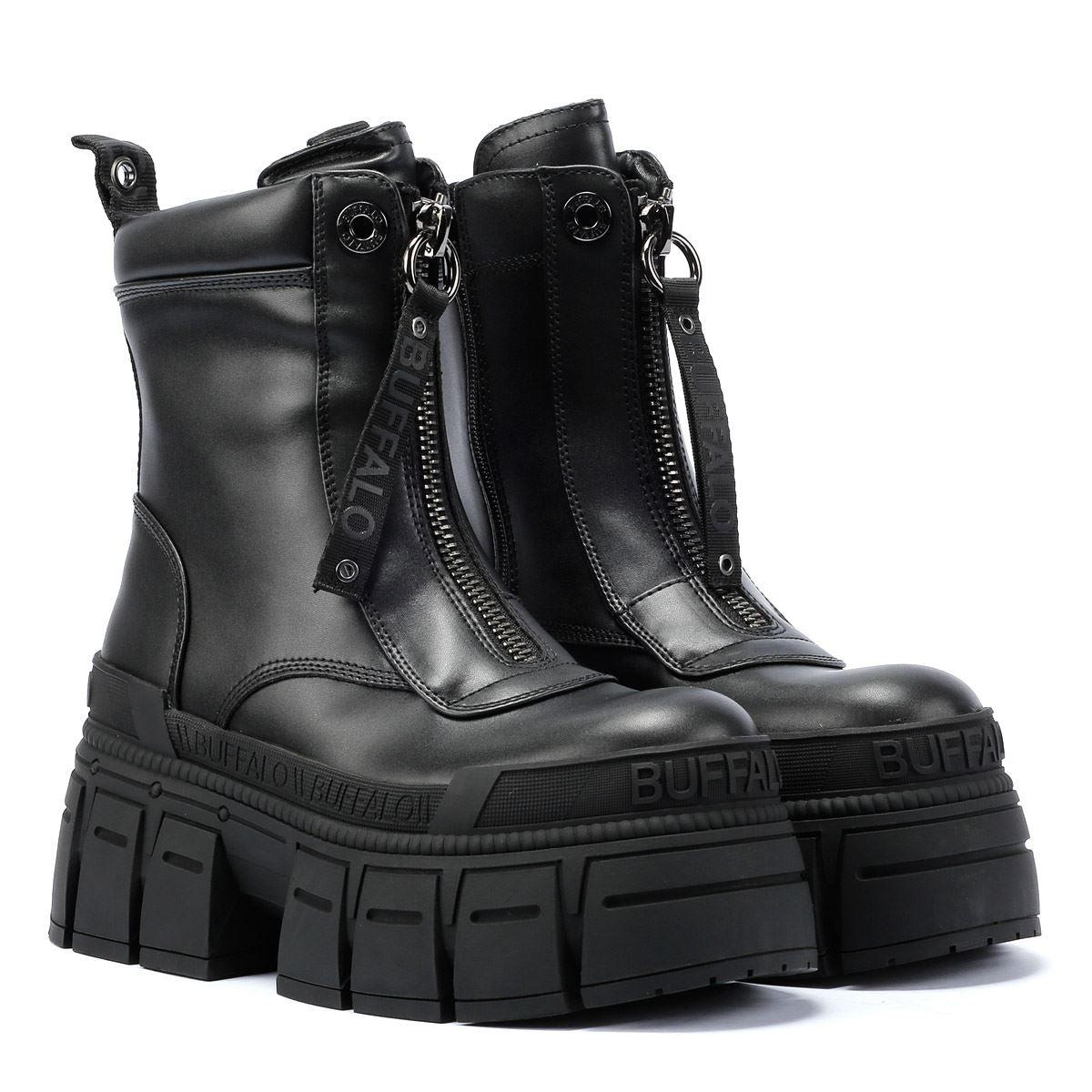 032C X Buffalo London Jodhpur Black Boot LEATHER WOMEN US 9