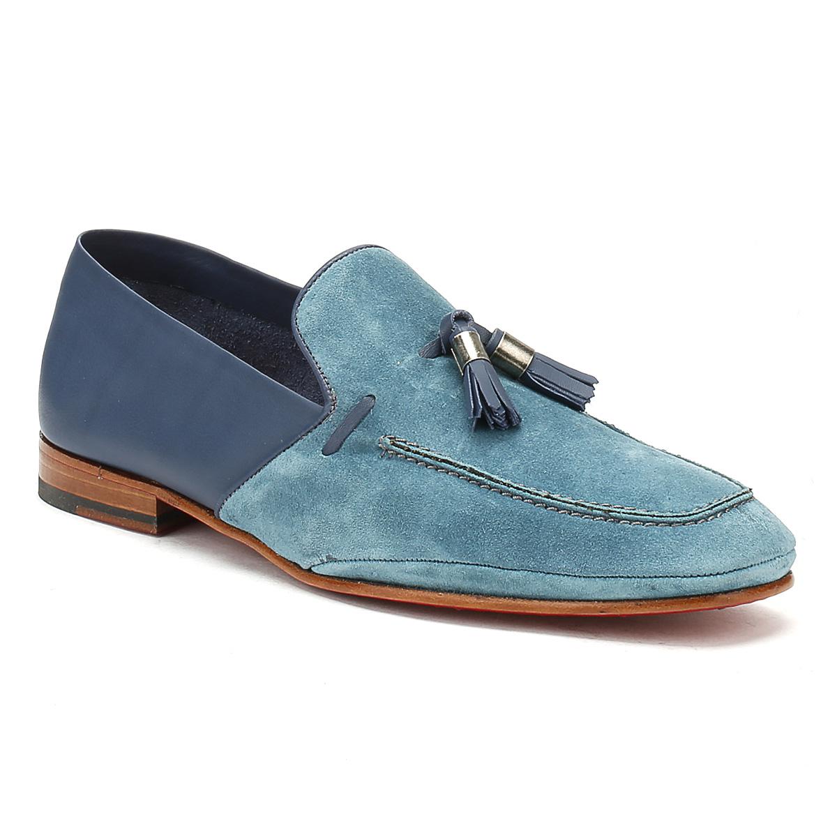 Mens Croste Bovino Seta Blue Martini Mule Loafer Mens Croste Bovino Seta Blue Martini Mule Loafer
