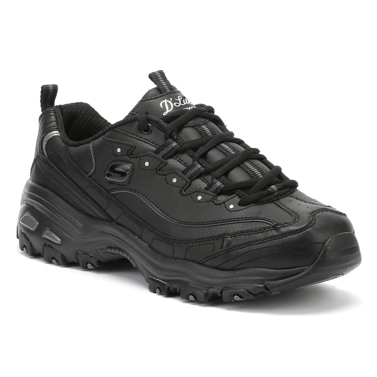 Skechers Leather Womens Black D'lites - Fresh Start Trainers - Lyst