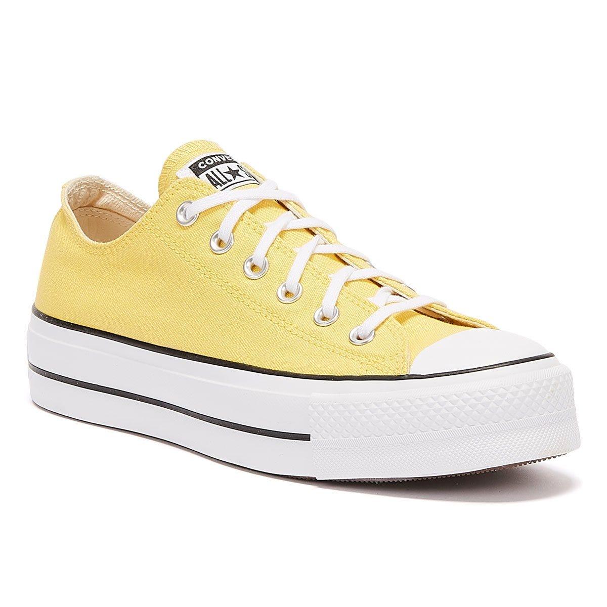 yellow all star clean lift platform trainers