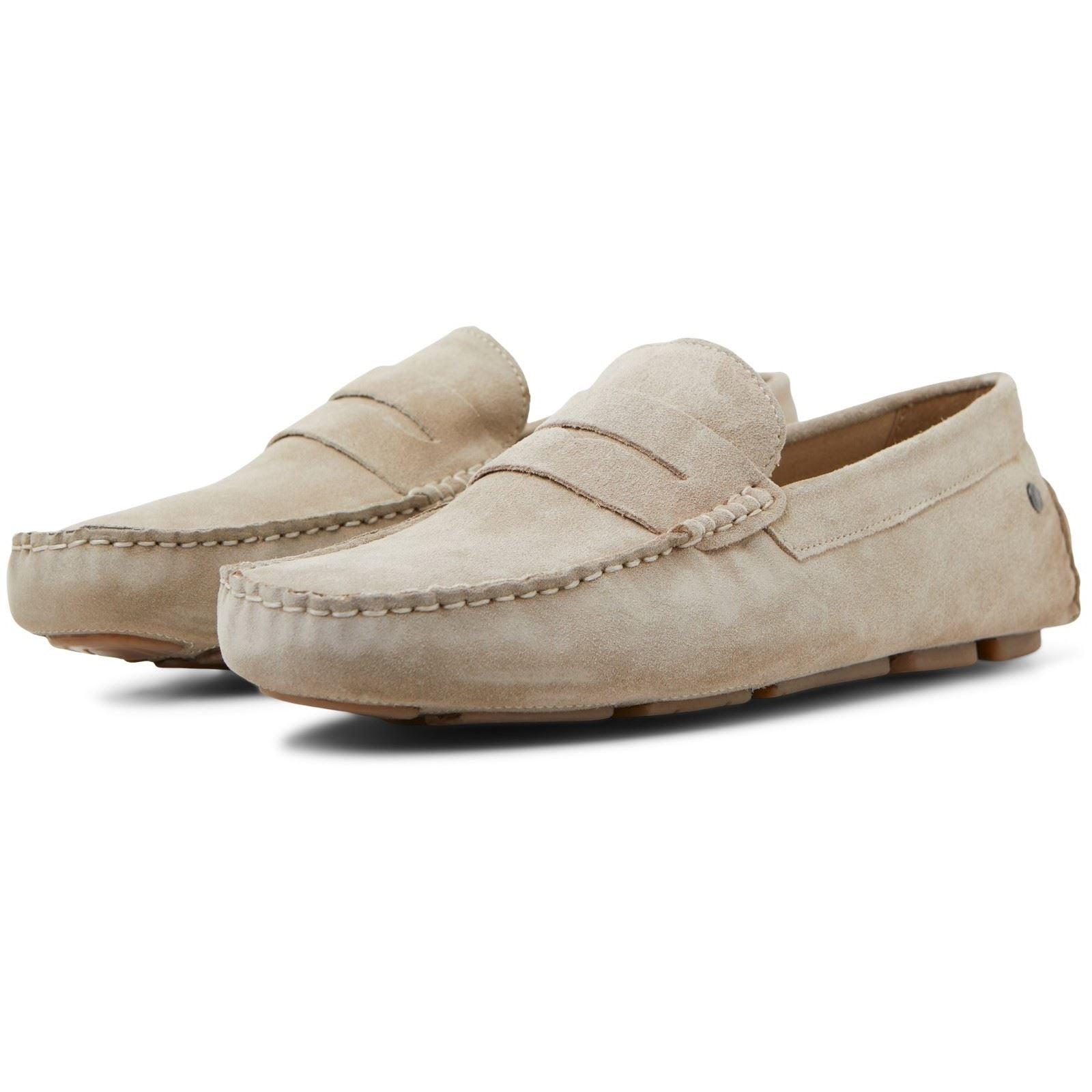 Jack Jones Jensen Suede Moonbeam Loafers in Natural for Men