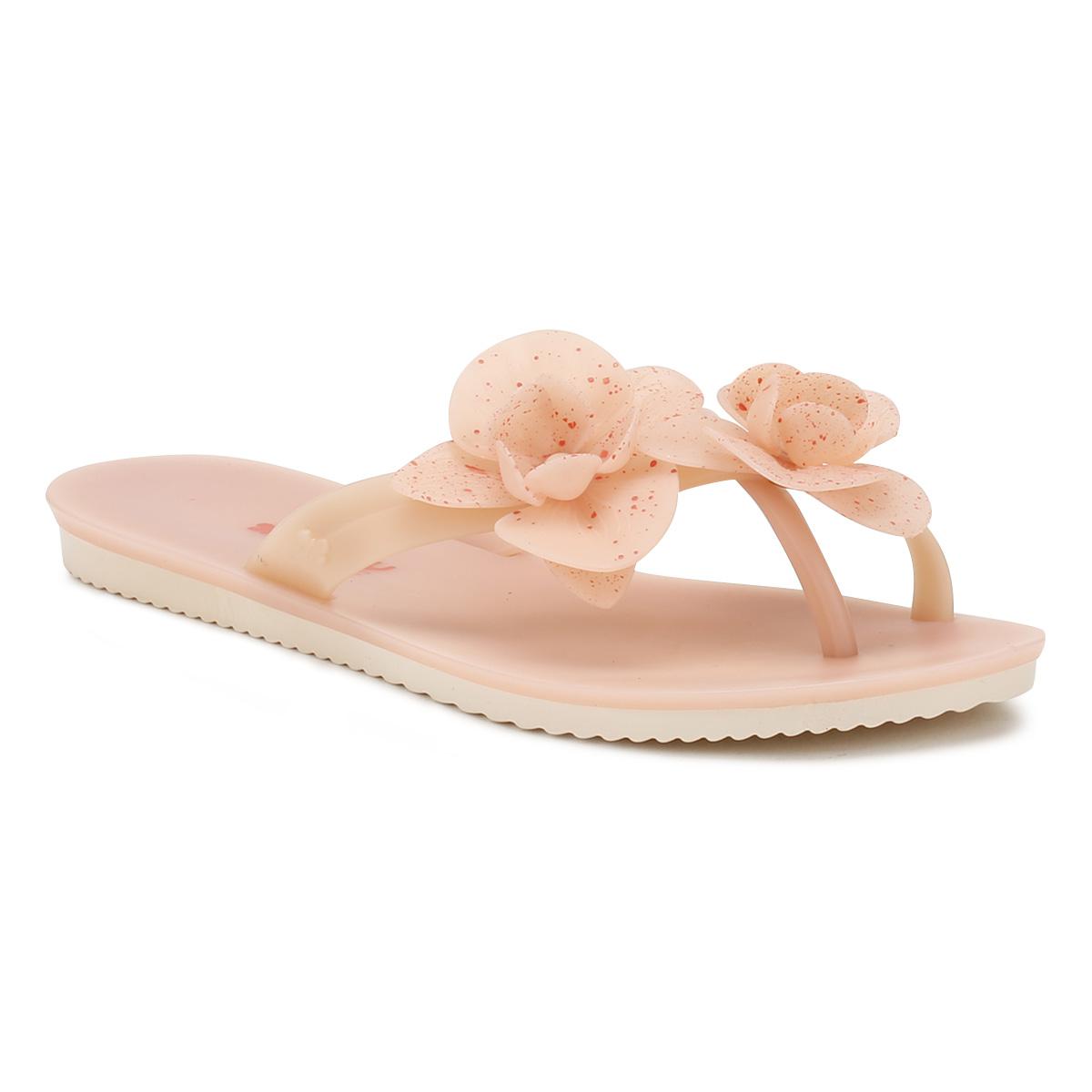 Zaxy Womens Blush Pink Ice Flower Flip Flops Women's Flip Flops ...