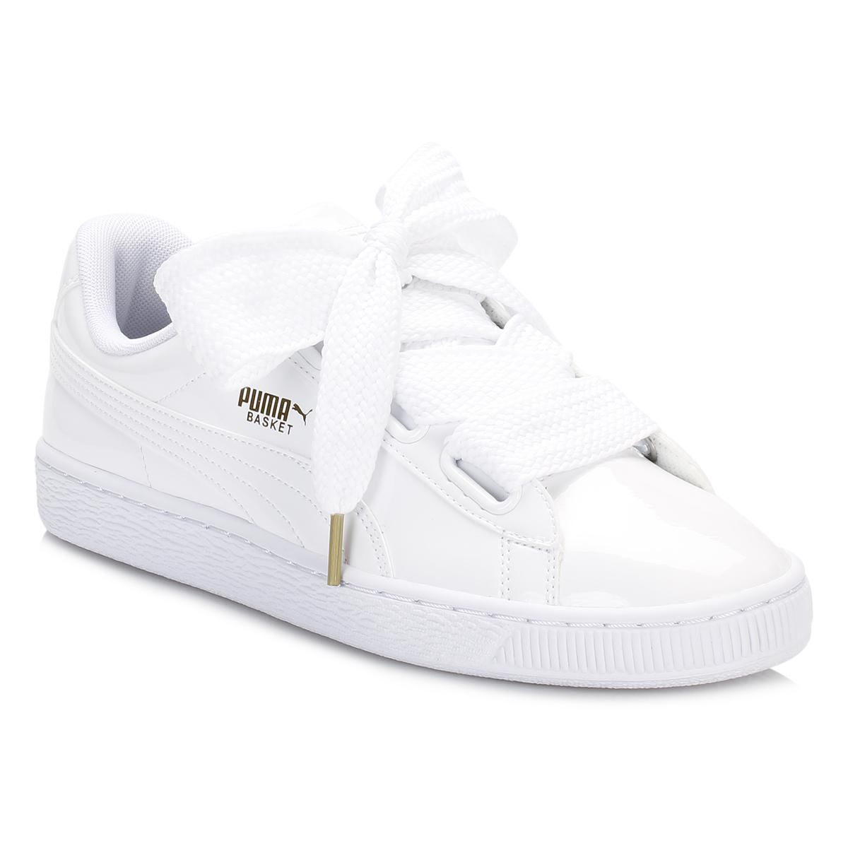 PUMA Womens White Basket Heart Patent Trainers | Lyst UK