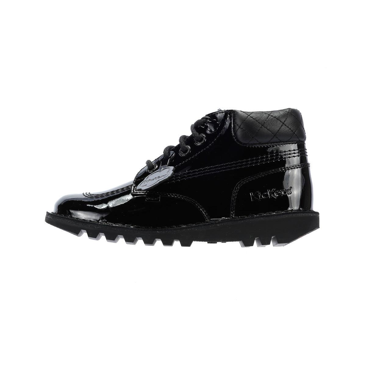 Kickers Kick Hi Youth Quilted Patent Shoes in Black Lyst