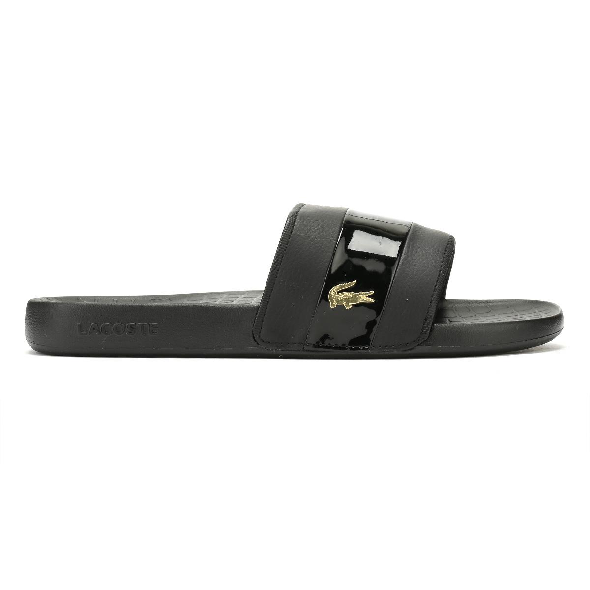 lacoste slides gold