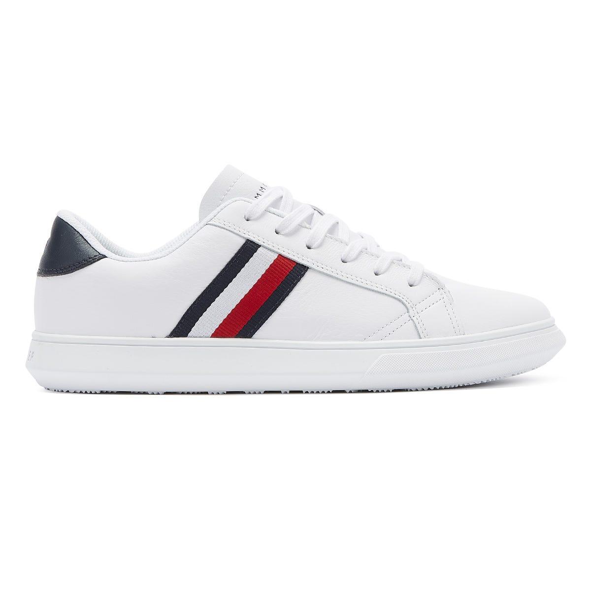 mens black leather trainers white sole