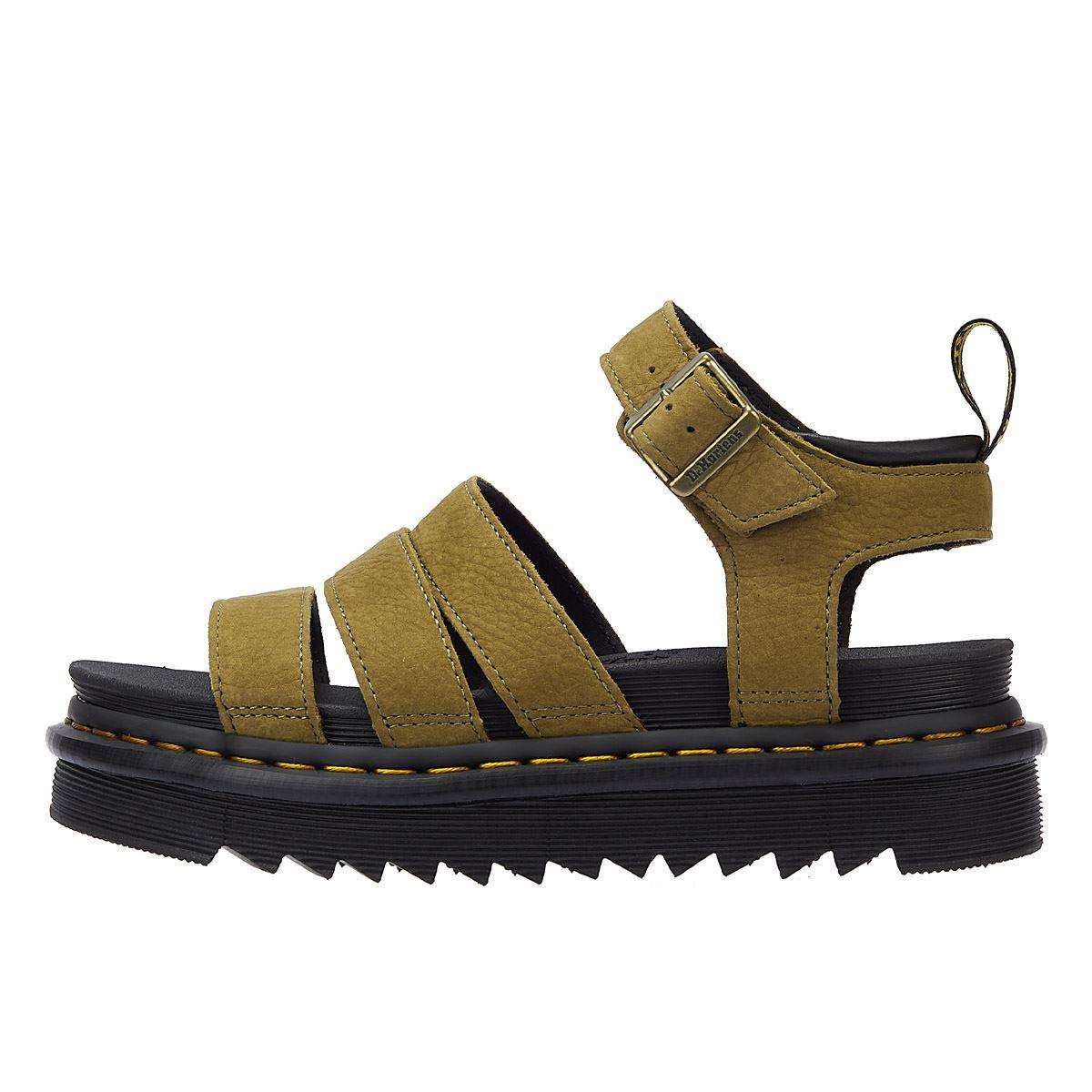 Dr Martens★BLAIRE TUMBLED NUBUCK LEATHER★MUTED OLIVE Dr. Martens Blaire Tumbled Nubuck Leather Sandals in Muted