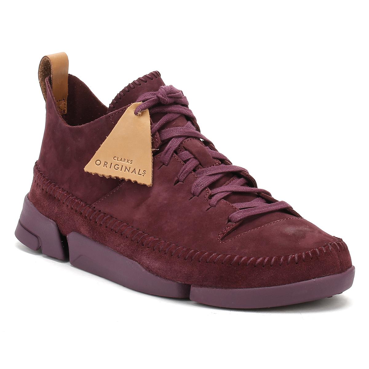 Clarks Leather Mens Burgundy Trigenic Flex Trainers in Red for Men - Lyst