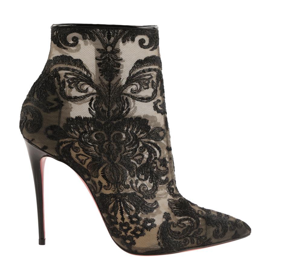 Christian Louboutin Gipsy 100 Guipure Lace Ankle Boots in Black - Save ...