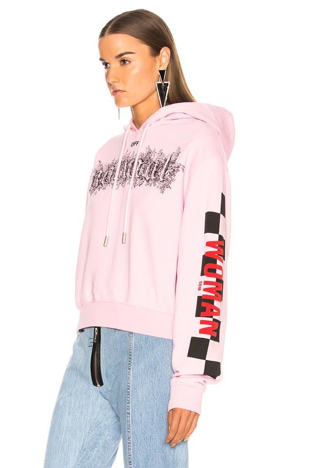 Off-White c/o Virgil Abloh Cotton Taxi Cropped Hoodie in Pink & Black ...