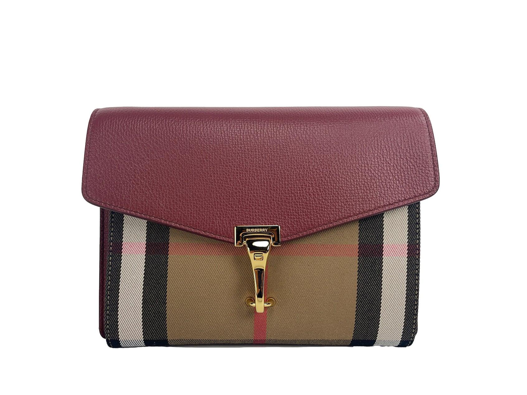Burberry Macken Small Crimson House Check Leather Crossbody Bag Lyst