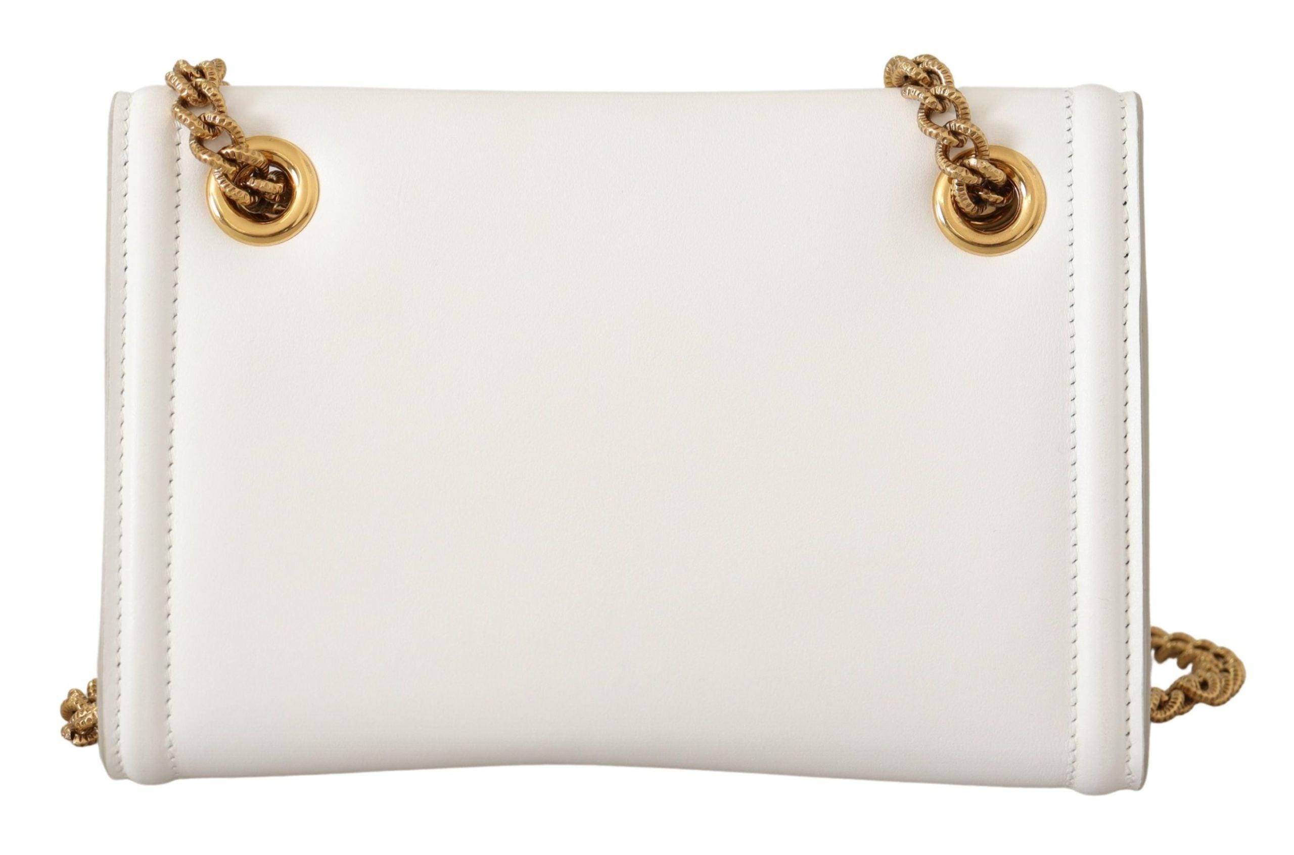 Devotion Small Leather Shoulder Bag in White - Dolce Gabbana