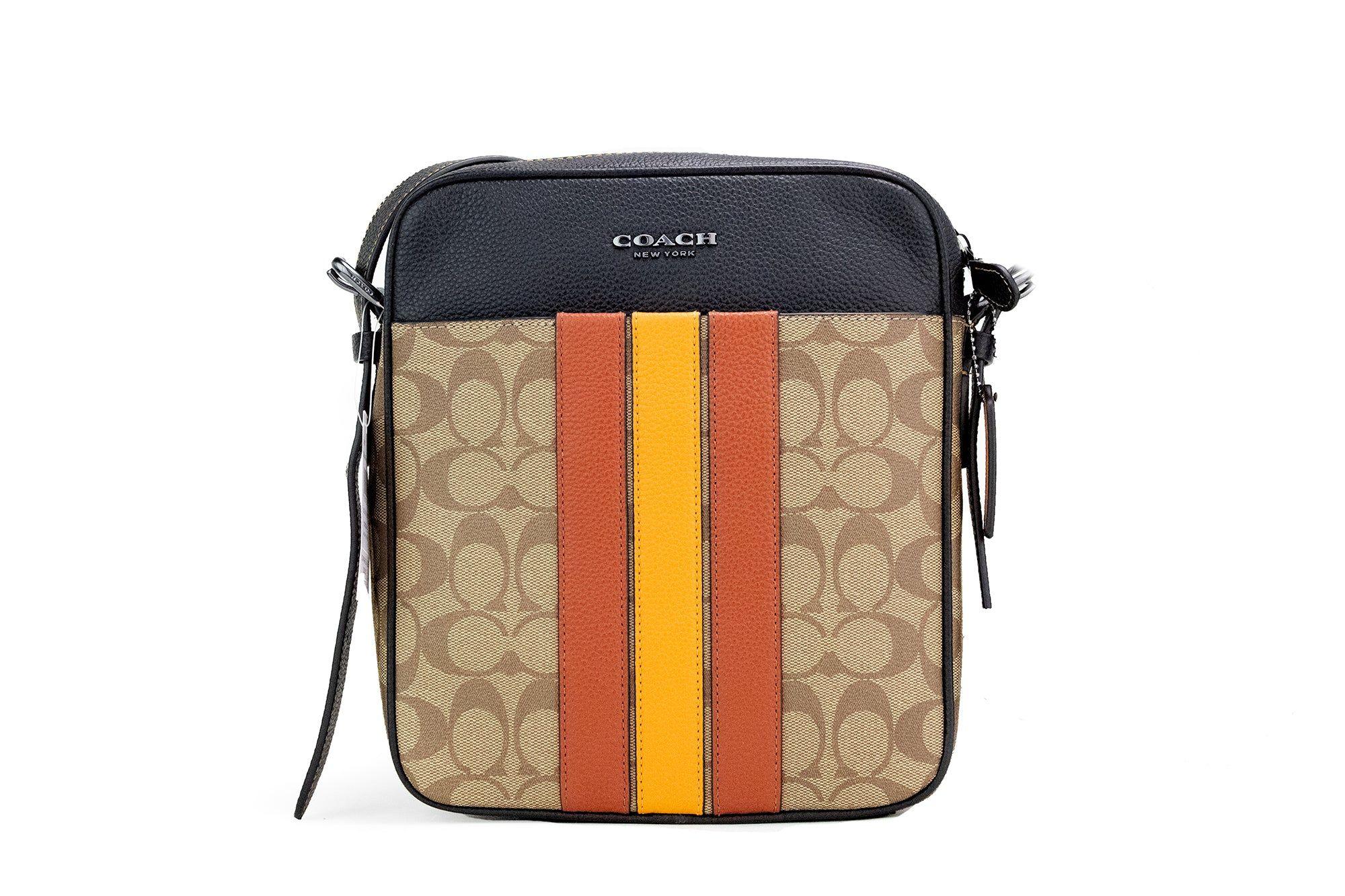 COACH Hudson 21 Signature Varsity Stripe Coated Canvas Crossbody