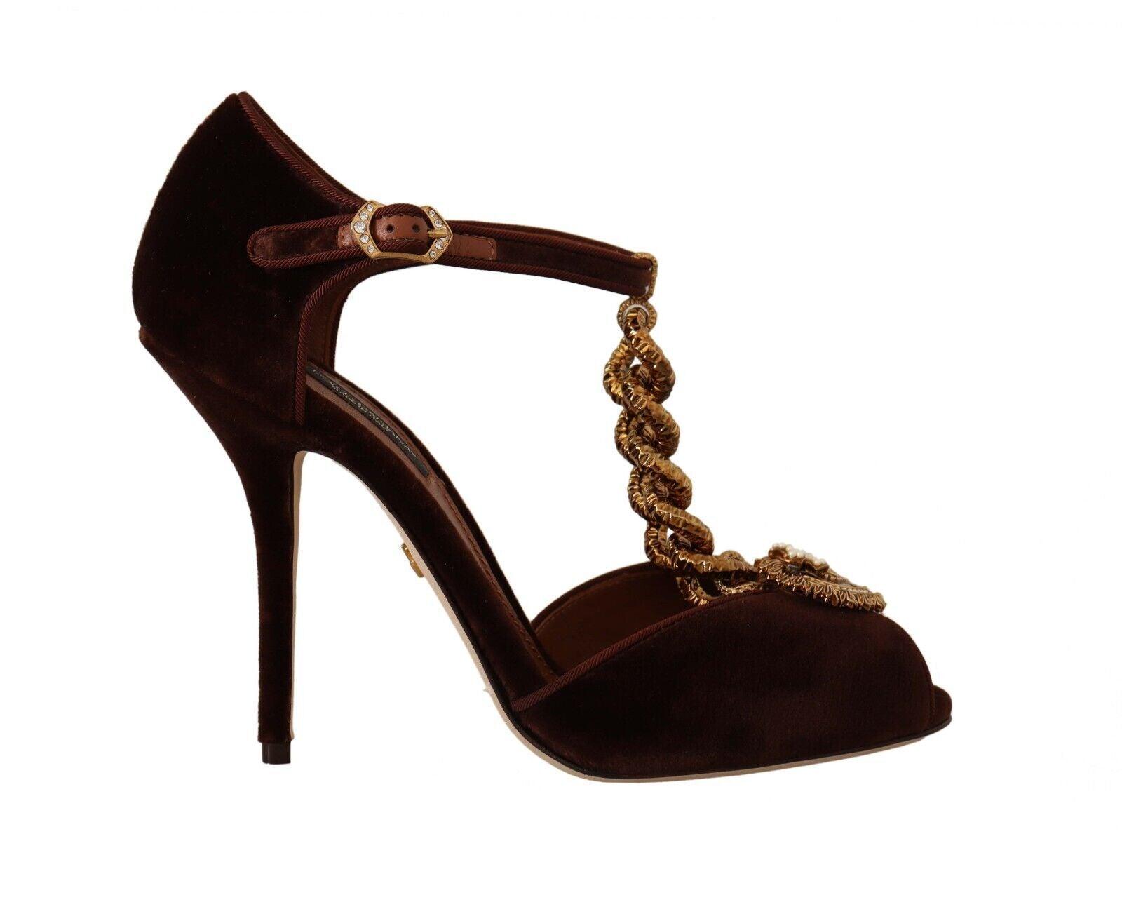 Dolce & Gabbana Maroon Velvet Devotion Heart Heels Sandals Shoes in Black |  Lyst