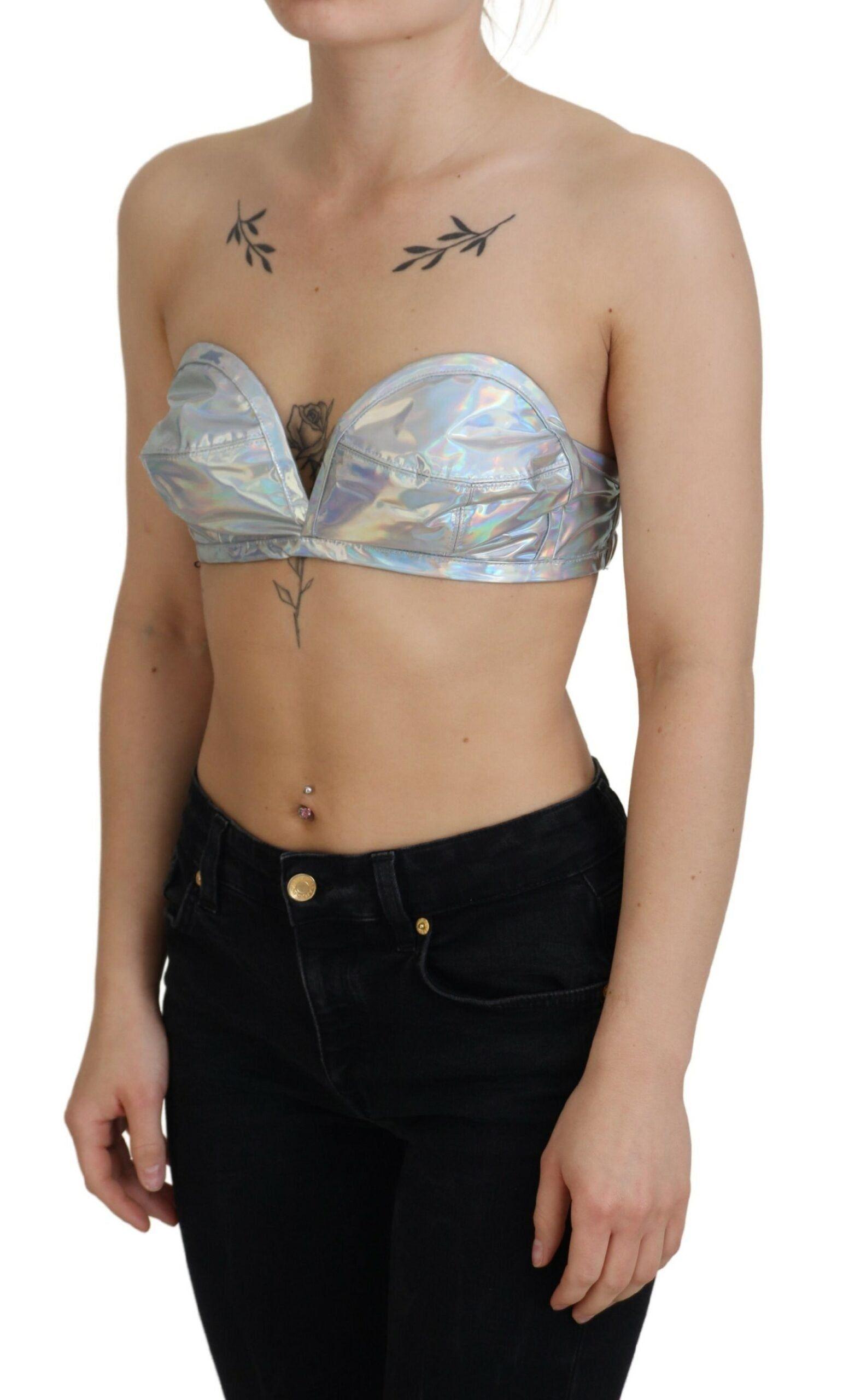 Dolce & Gabbana Holographic Effect Bustier Brassiere Top in Green