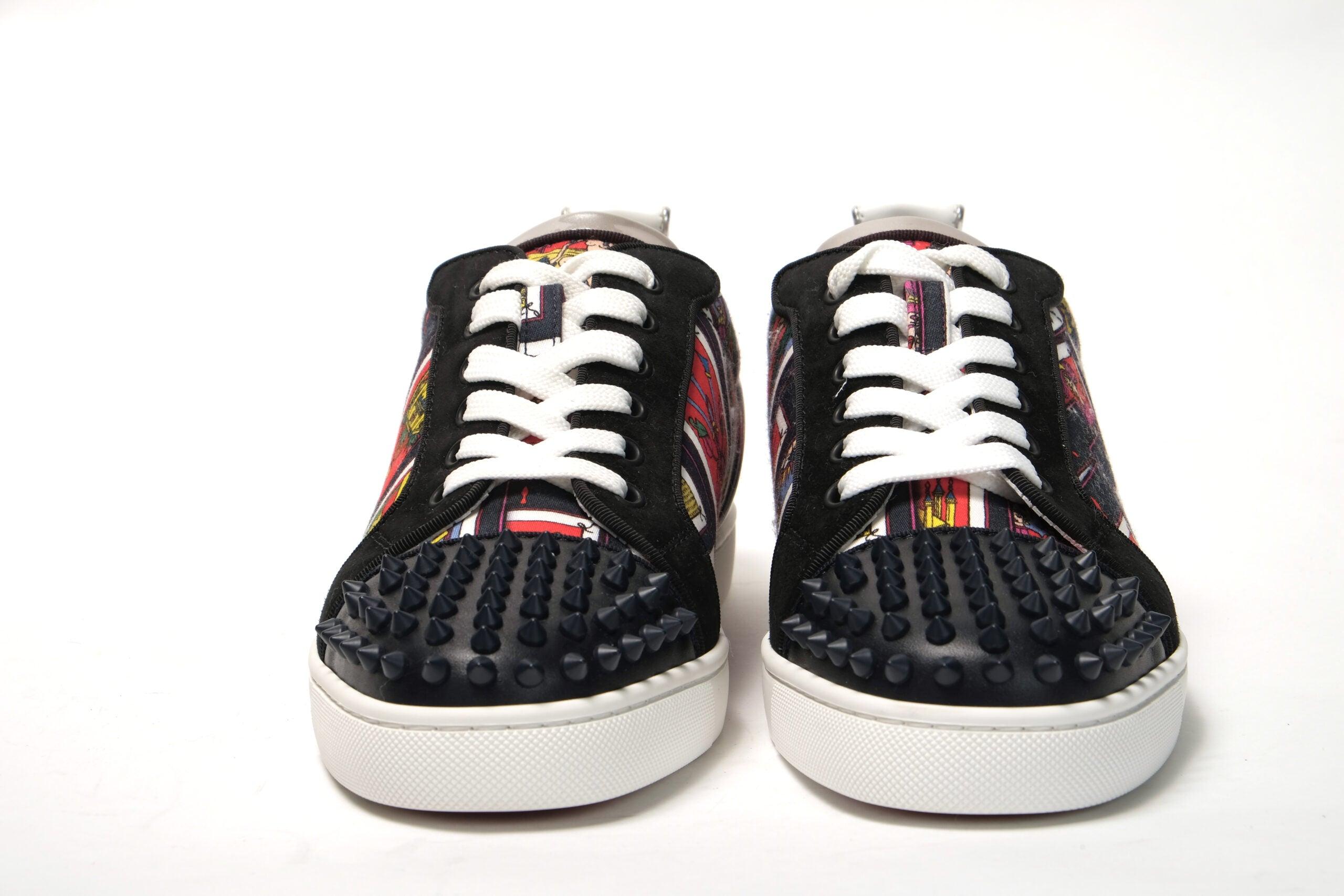 Christian Louboutin Black/Silver Version Louis Junior Spikes Shoes – AUMI 4