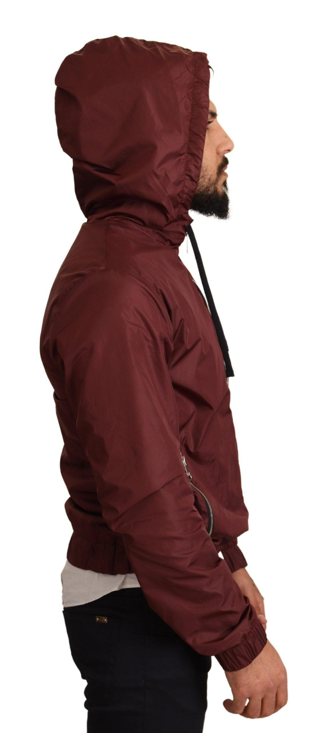Dolce & Gabbana Synthetic Maroon Windbreaker Hooded Full Zip Sweater in Red  for Men - Save 19% | Lyst