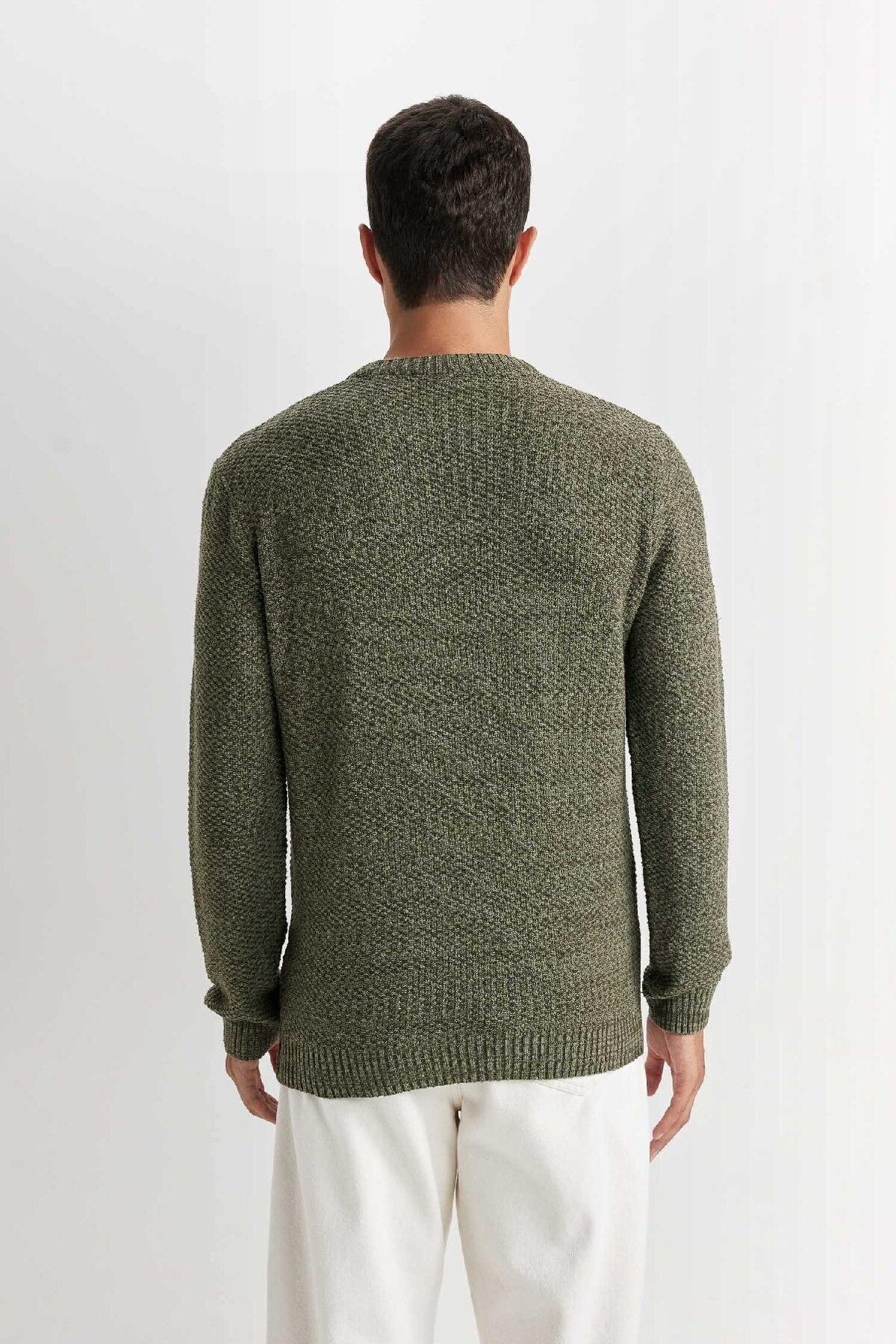 DeFacto Herren Pullover Slim Fit – Rundhals, Langärmlig, Weicher Strick, Vielseitig