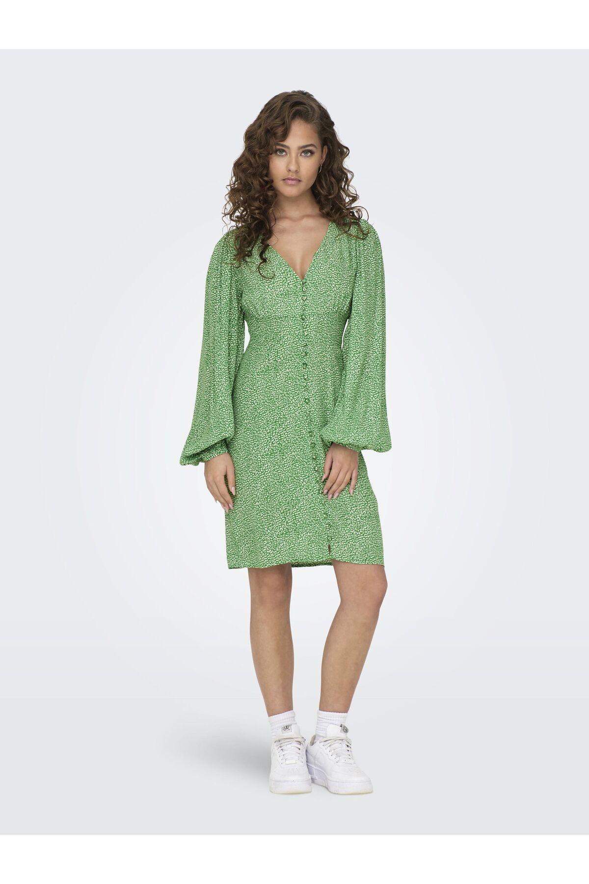 ONLY Kleid v-ausschnitt in Grün | Lyst DE