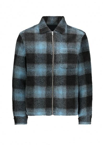 stussy zip up shadow plaid shirt
