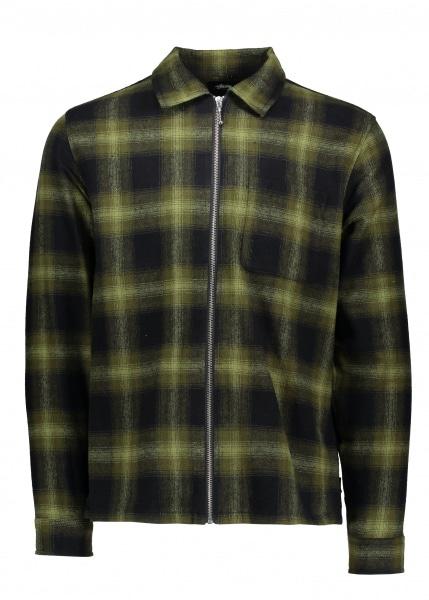 stussy zip up shadow plaid shirt