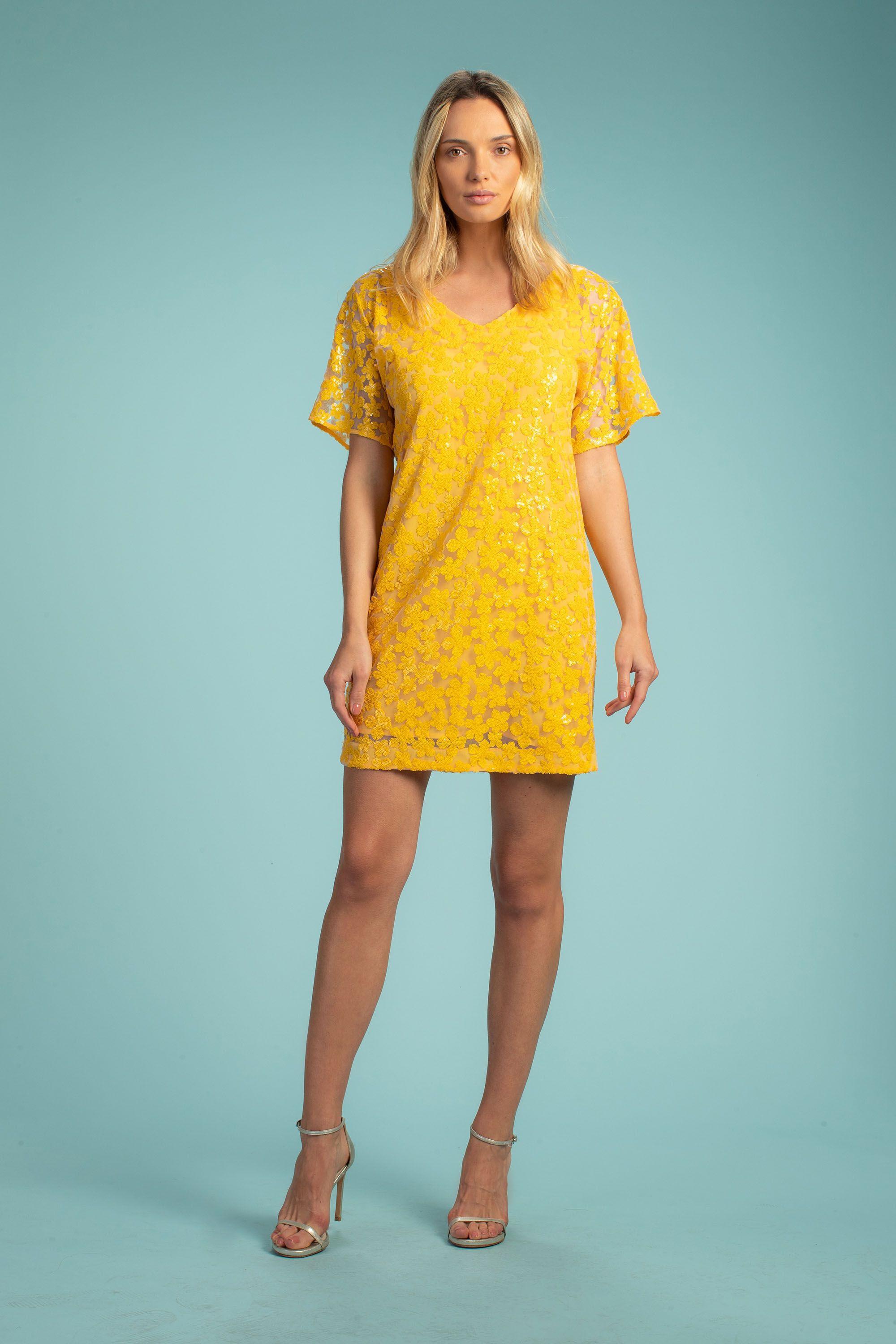 Trina Turk Volcano Dress in Yellow Lyst
