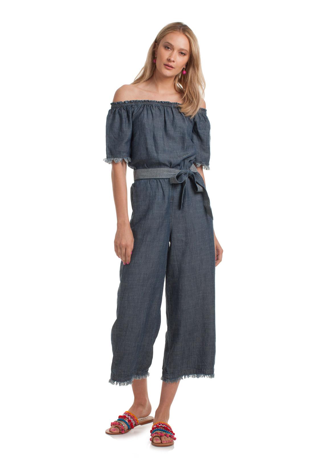 trina turk denim jumpsuit
