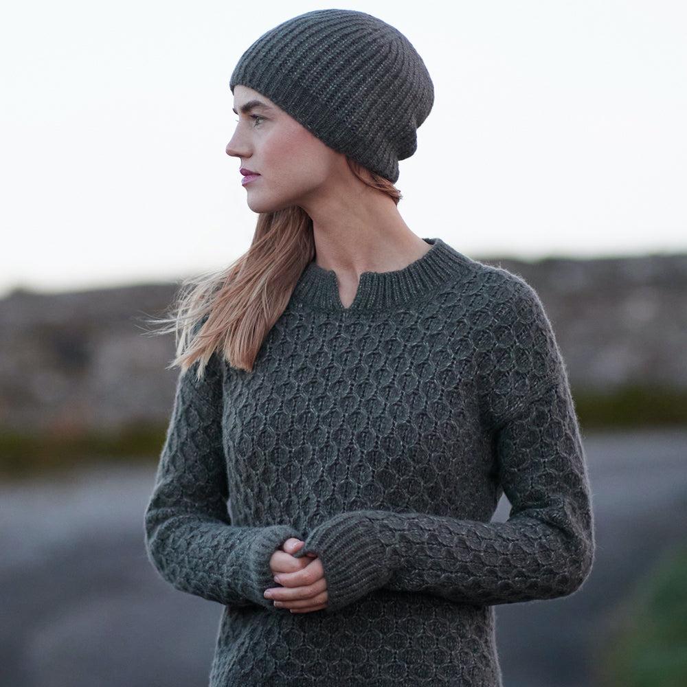 Fisherman Out Of Ireland Honeycomb Merino u0026 Alpaca Sweater in Green | Lyst