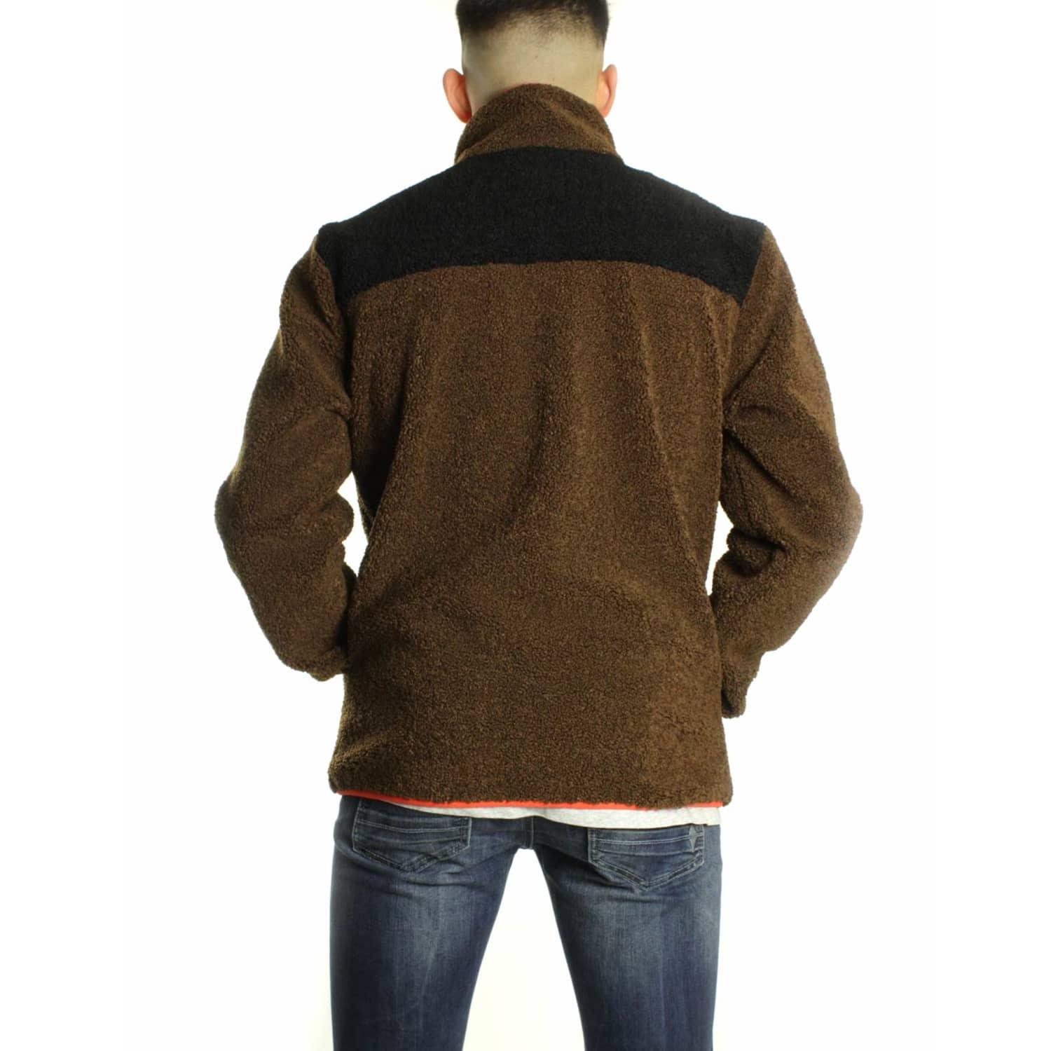 Scotch & Soda Colourblock Fleece Jacket Brown for Men - Lyst
