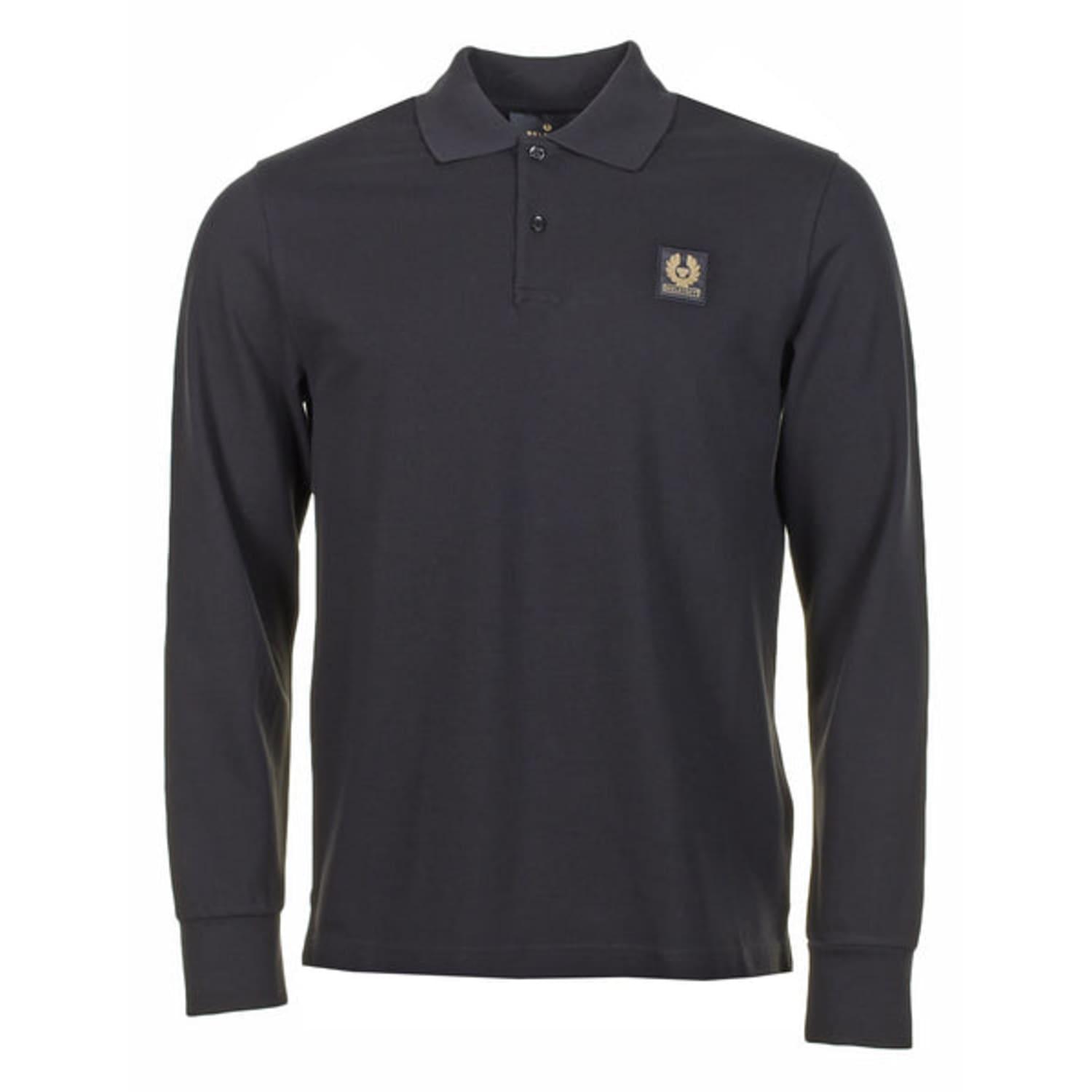 Belstaff Long Sleeve Black Polo Shirt in Blue | Lyst