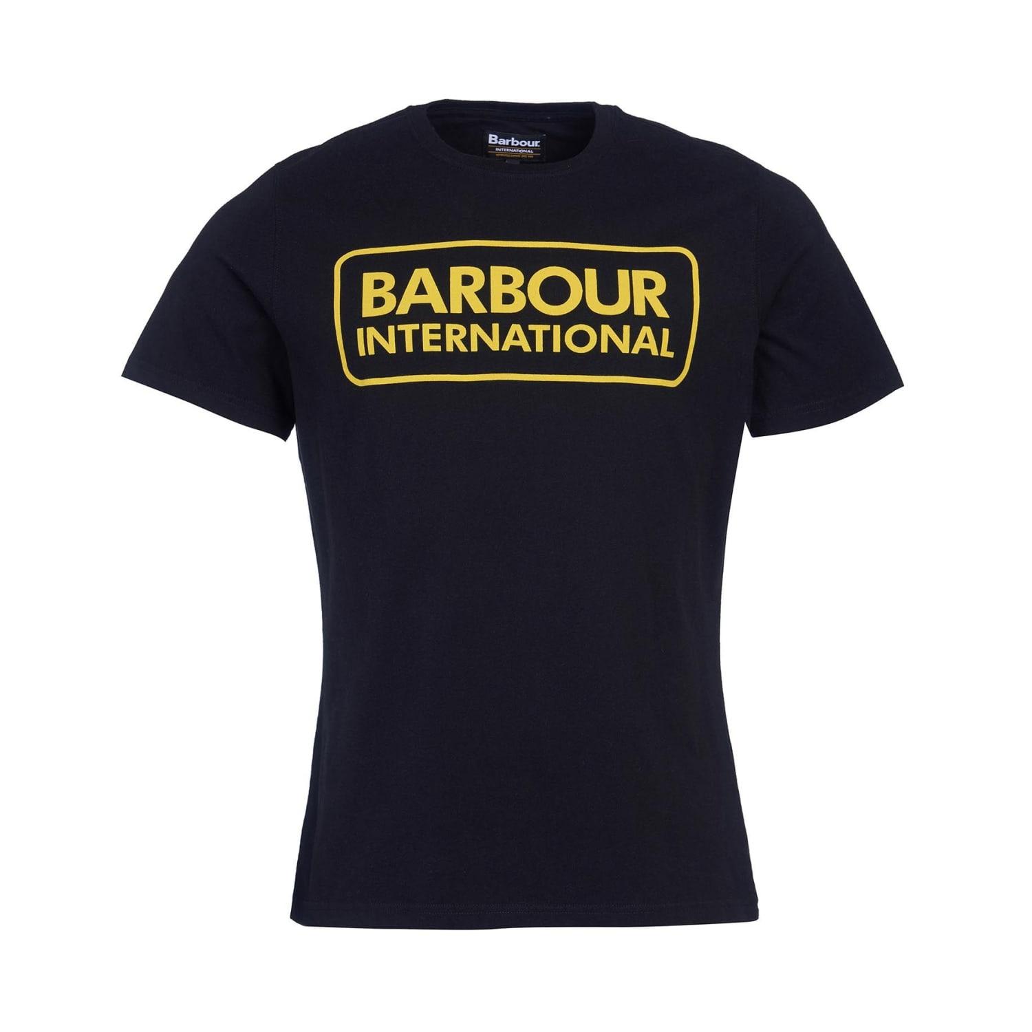 Barbour International Essential Large Logo T-shirt Black Yellow | Lyst