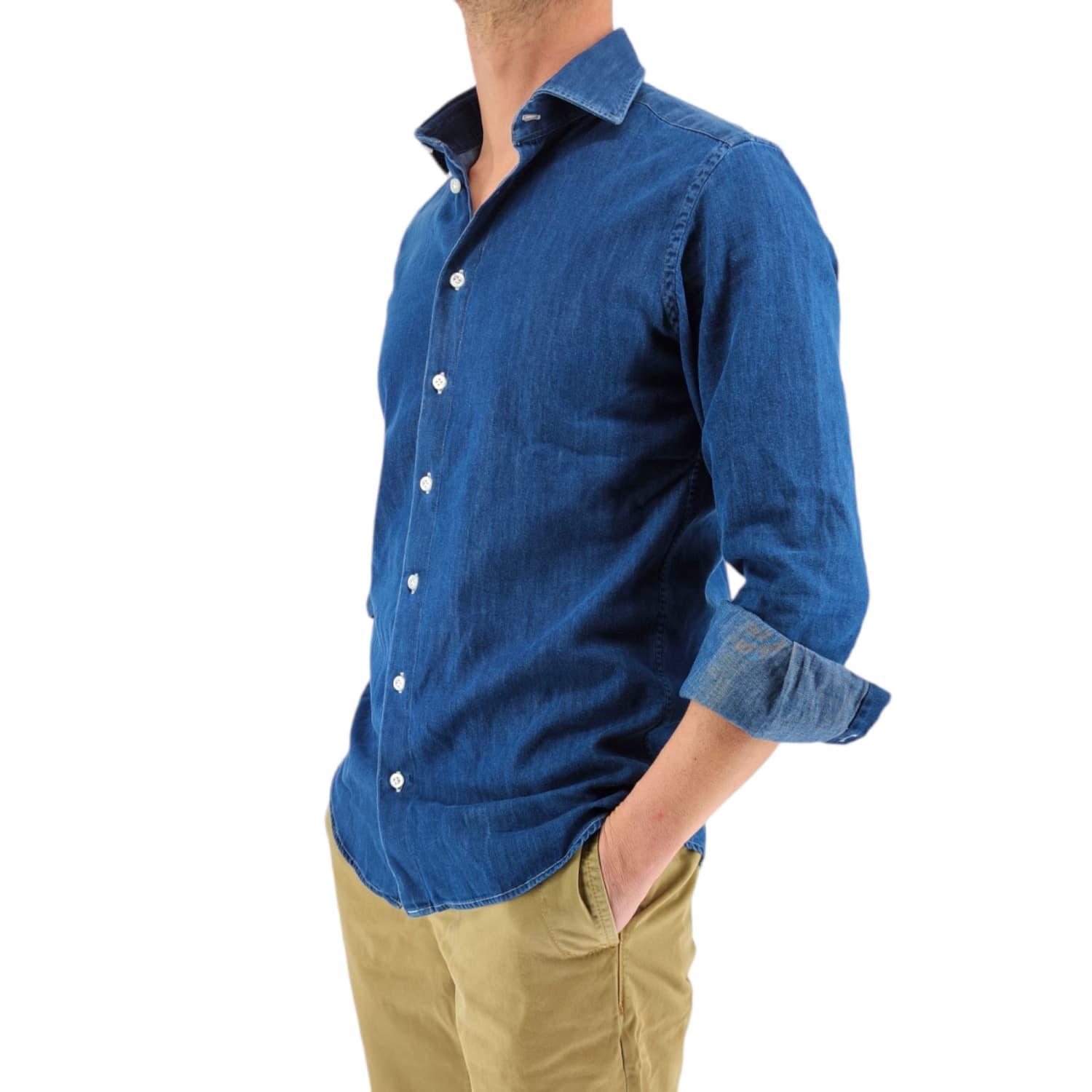 BASTONCINO Simo Jeans Shirt Blue Denim Melangè for Men | Lyst