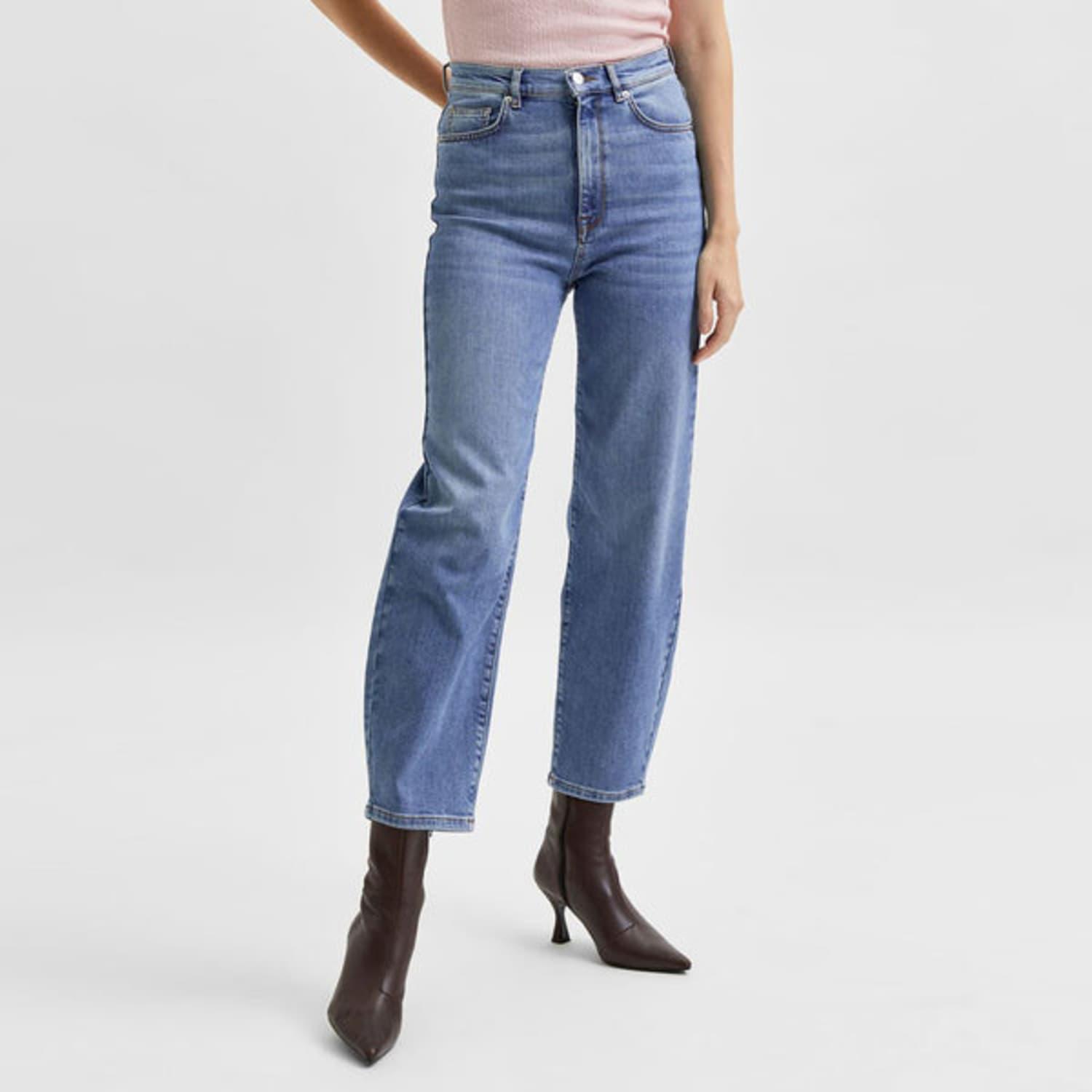 SELECTED Karla Medium Blue Barrel Jeans | Lyst