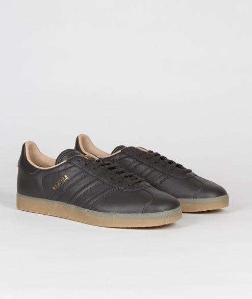adidas Black Gum Gold Leather Originals Gazelle Shoes for Men | Lyst