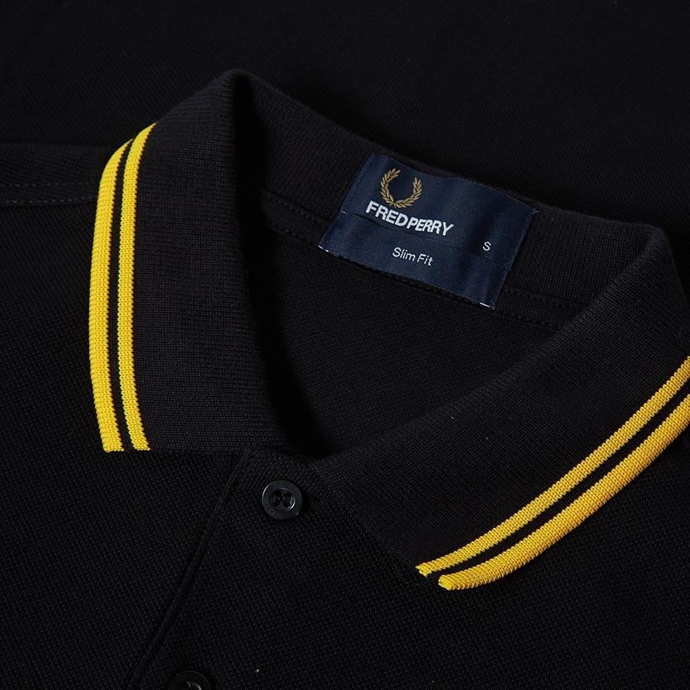 Fred Perry Black And Yellow Cotton Slim Fit Twin Tipped Polo Shirt for ...