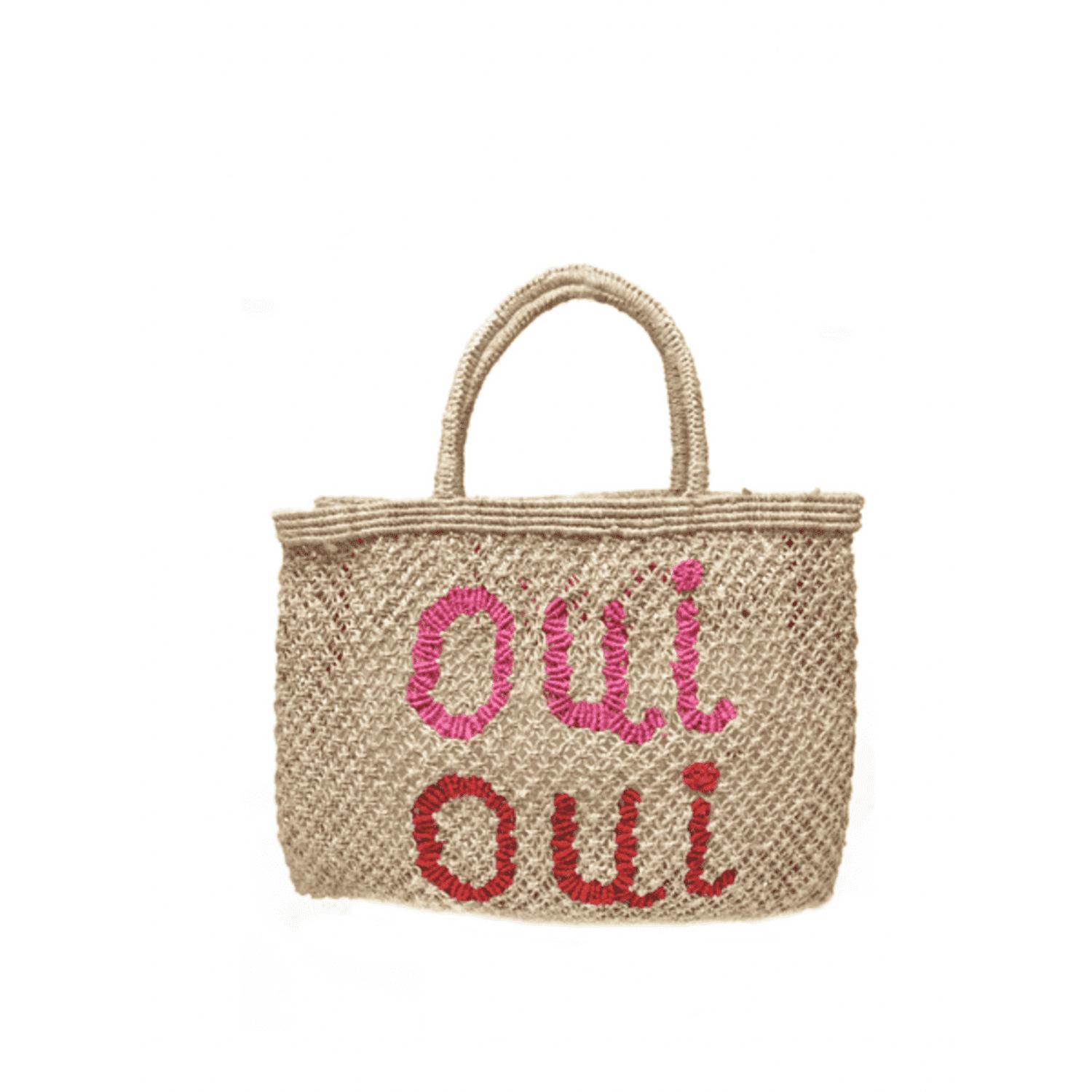 The Jacksons Natural And Hot Pink Oui Oui Jute Bag