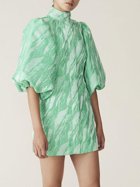 Ganni Jacquard Mini Dress Island Green | Lyst