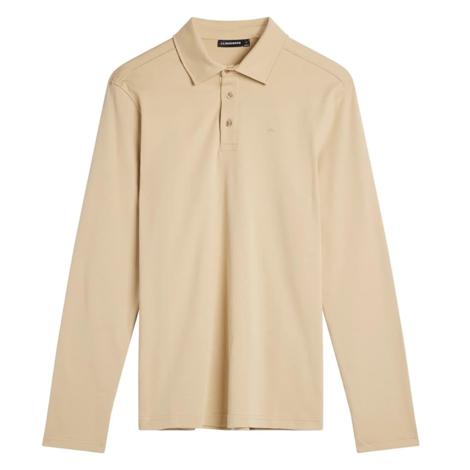 J.Lindeberg Asher Long Sleeve Polo Shirt in Natural for Men | Lyst